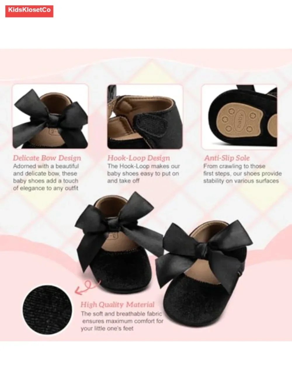 Infant Baby Girls Mary Jane Shoes Velvet Non-Slip Rubber Sole Ballet Slippers